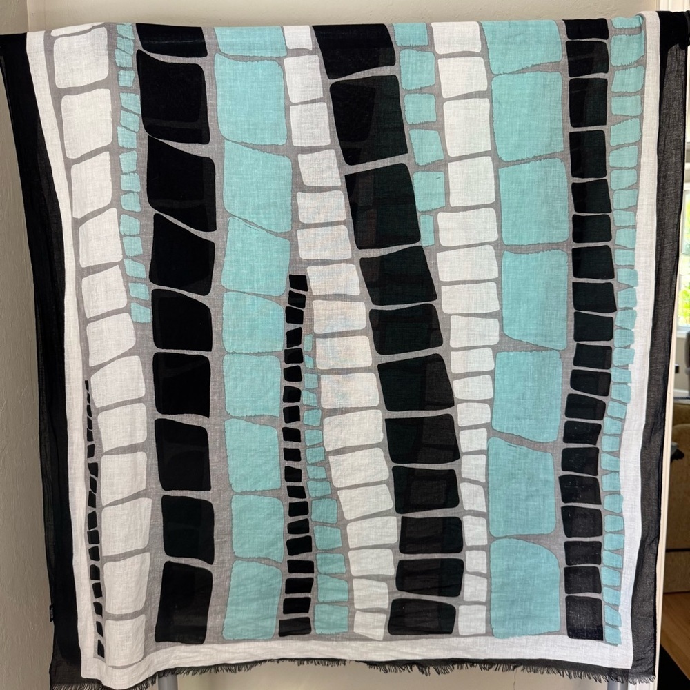 MIR Oversized Graphic Bold Patterned Scarf Wrap Shawl Sarong Coverup 100% Cotton - Picture 14 of 16